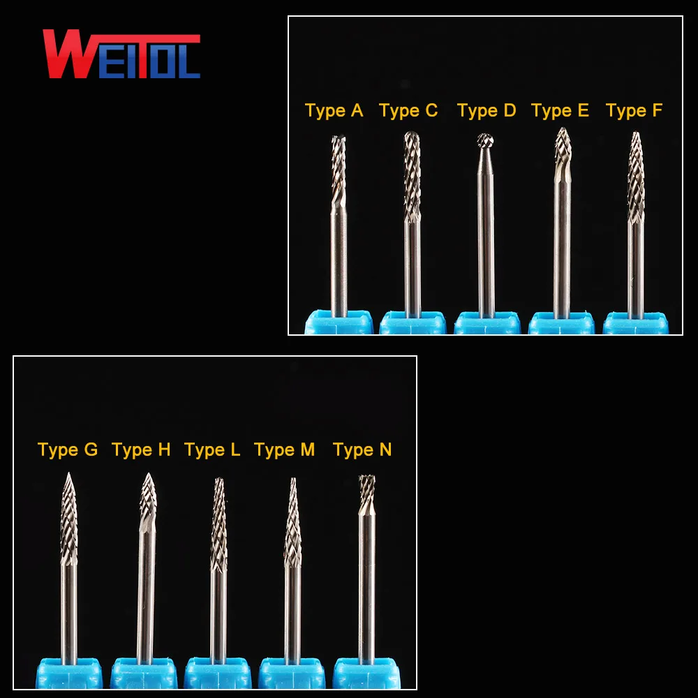 Weitol 카바이드 로터리 파일, 싱글 컷 카바이드 버 전동 공구, CNC 조각 커터, 드레멜 공구, 3mm, 1 개