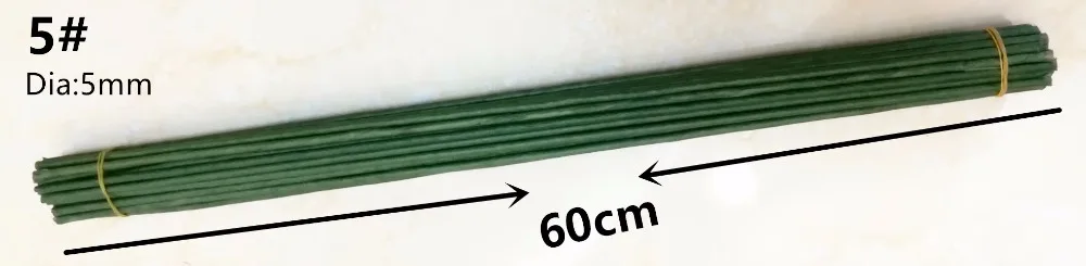 1/2/3/4/5mm 40/60cm Artificial Green Flower Stem DIY Floral Material Handmade Wire Stem Accessoies for Wedding Home Decoration