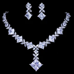 Emmaya Brand Cubic Zircon Bridal Jewelry Sets Silver Color Necklace Earrings Set Wedding Jewelry Parure Bijoux Femme Party