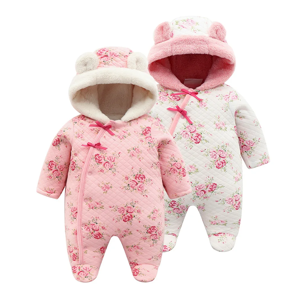 

new born baby girl winter clothes 6m cute set romper baby fleece winter thick warm baby rompers newborn cotton coveralls 3 month