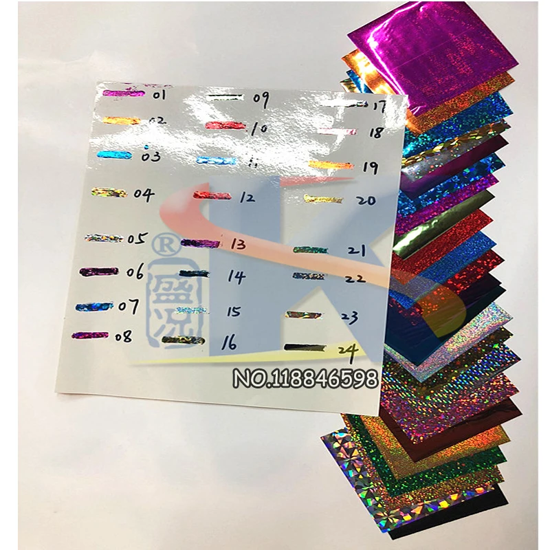 DIY Transfer Stamping 24 Laser Colors  48 Pieces (8 X 8 CM) Iron and Laminator for Hot Foil Paper