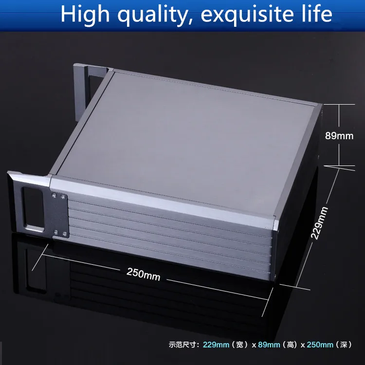 Chasis de amplificador 2U de aluminio completo, carcasa de instrumental, caja de amplificador, caja DIY (229x89x250mm)