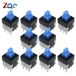 10pcs NEW 8X8mm Blue Cap DPDT Self-locking Type Square Button Switch 8*8 8X8 mm 6Pin Multimeter