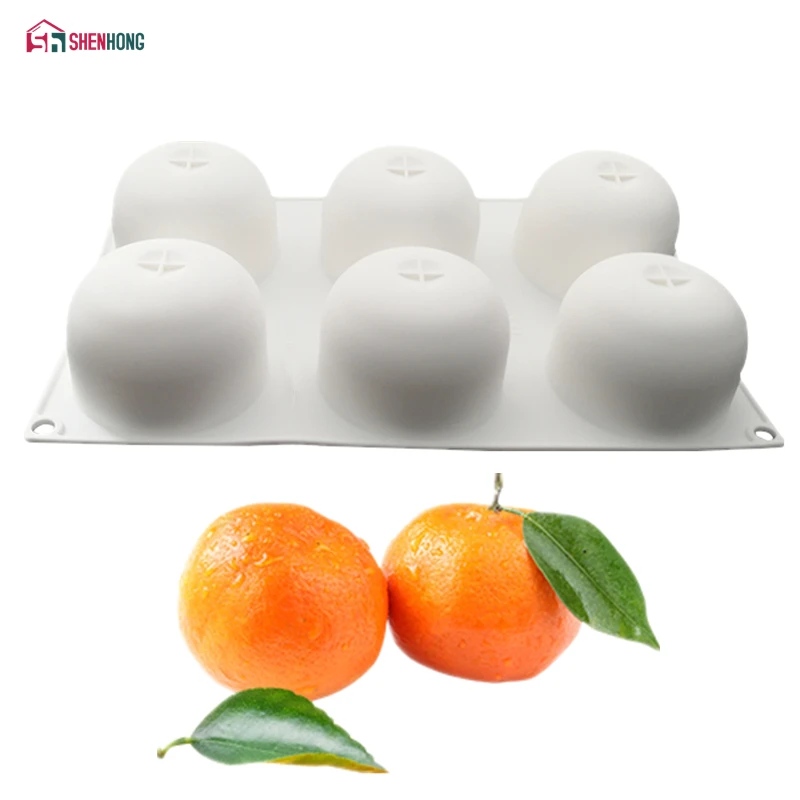 

SHENHONG 6 Holes Silicone Orange Mousse Mold For Baking Cake Dessert Fondant Mould Fruit Bakeware Chocolates Moule Pastry Pan