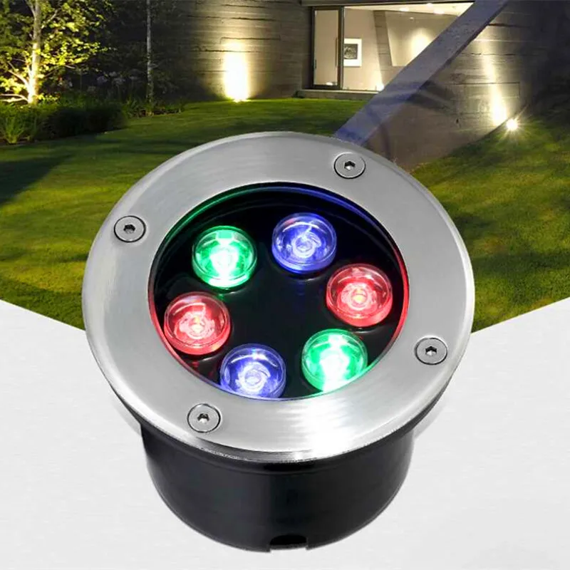 LED RGB 12V Underground Light 6W 7W 9W 12W DC 24V 220V IP68 Buried Light Outdoor floor light Inground Garden Yard Landscape Lamp