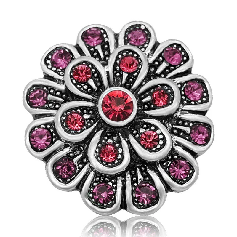 New KZ3114 Beauty Elegant Rhinestone daisy flowers 20MM snap buttons fit snap jewelry wholesale