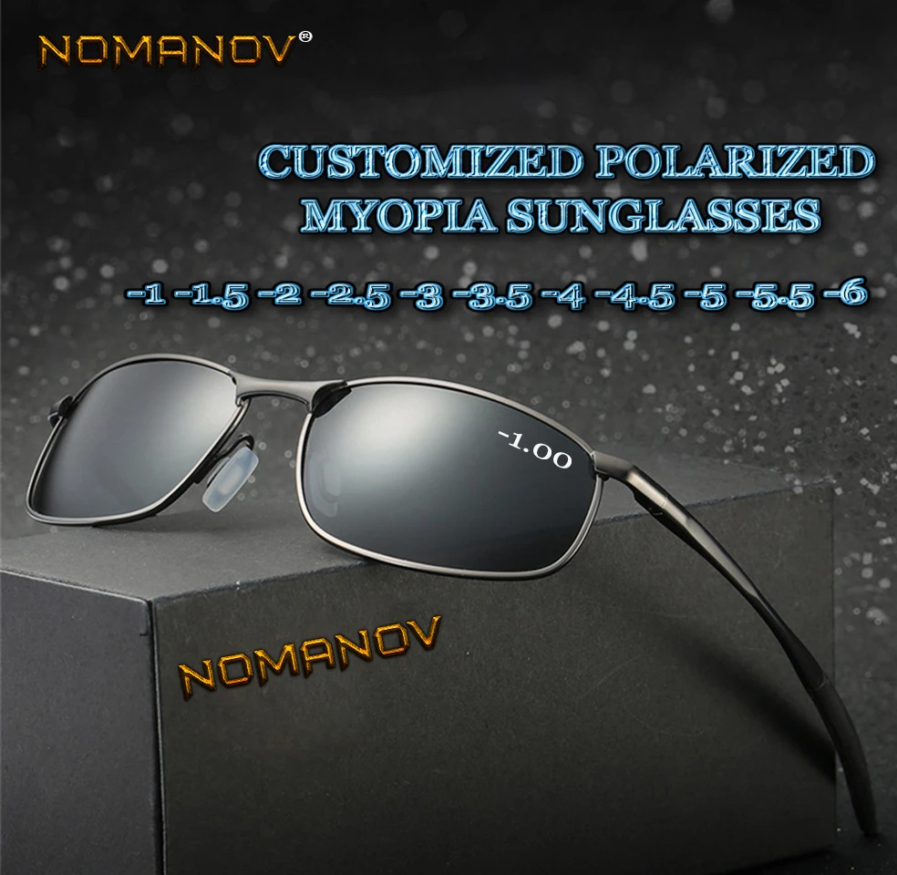 

2019 Oculos Masculino Al-mg Shield Men Polarized Sun Glasses Sunglasses Custom Made Myopia Minus Prescription Lens -1 To -6