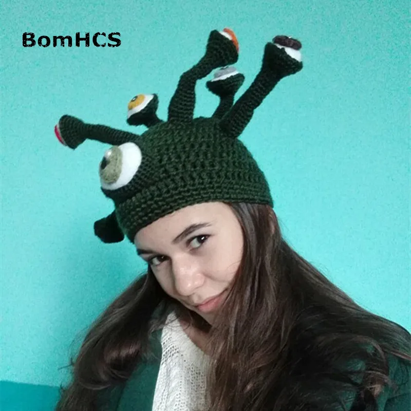 BomHCS Novelty Octopus Parasitic Beast Beanie Handmade Crochet Hat Men\'s Winter Warm Cap Party Gift