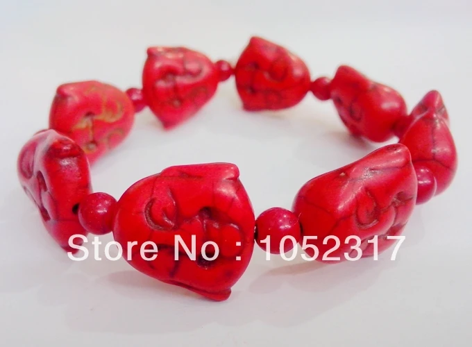 5pcs Classic Red Coral Bead Carved Buddha head Bracelet Adjustable Beautiful Woman Party Gift