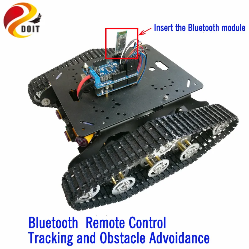 DOIT TSD300 Bluetooth/WiFi Control Crawler Tank Car Chassis with Tracking and Obstacle Avoidance RC Remote Toy