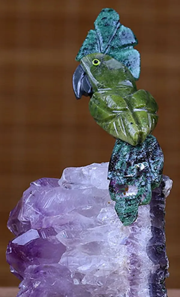 1PCS Genuine natural stone carving parrot birds home office living room crystal decorative gifts - Image 6