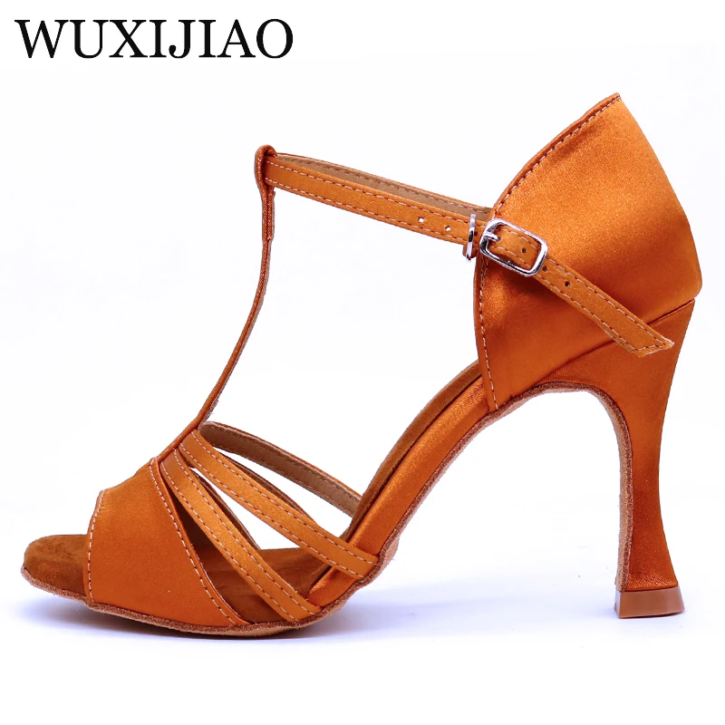 WUXIJIAO Nuove Donne di Marca di Scarpe Da Ballo Latino Salsa di Ballo Sandali Flanella Sala Da Ballo Del Partito Tango Scarpe Da Ballo Tacchi Alti 9 centimetri