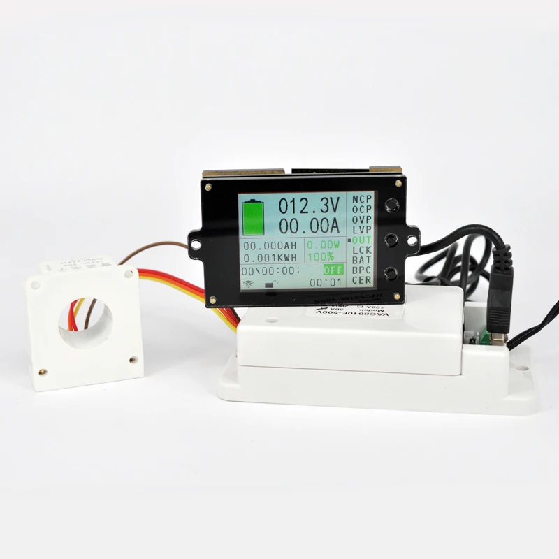 2.4 inch color screen wireless voltage ammeter temperature Coulomb capacity power meter battery management system