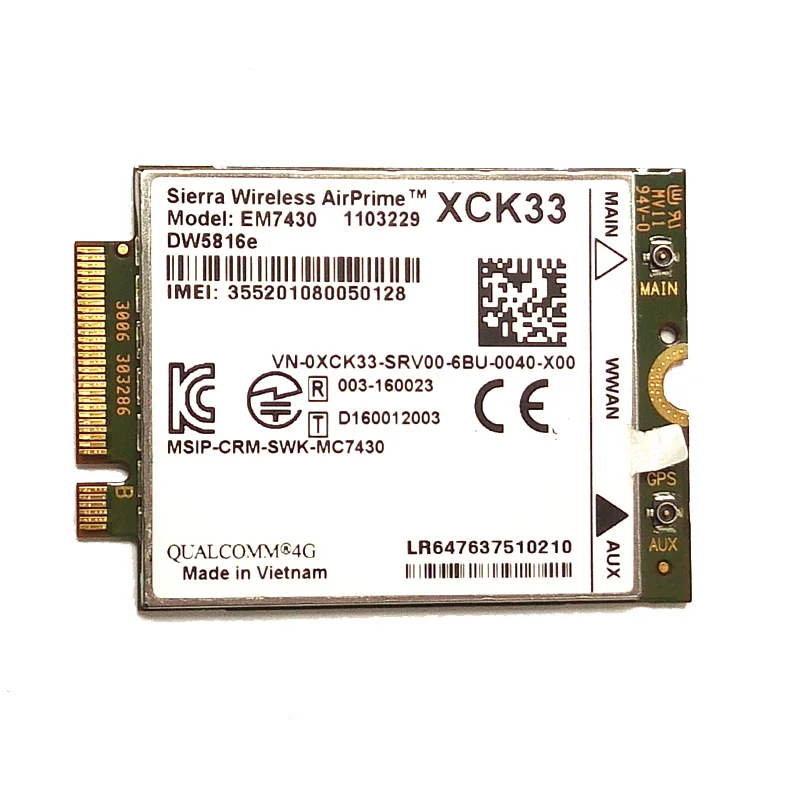 

in stock EM7430 DW5816e GOBI6000 cat6 300M 4G LTE WWAN DW5816e for DELL Latitude 7280 7285 7290 7389 7390 7480 7490 E7470