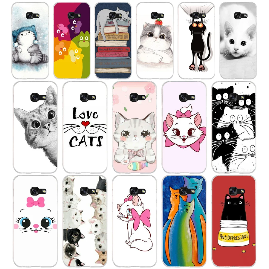 45 Cute Cat Kitty Space Meow Soft Silicone Tpu Cover phone Case for Samsung a3 2016 a5 2017 a6 plus a7 a8 a9 star lite s 6 7 8 9