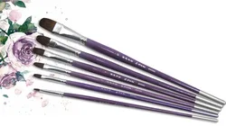 6pcs/Set,purple birch Wood weasel hair gouache watercolor painting brushes acrylic brush Art for Supplies Stationery