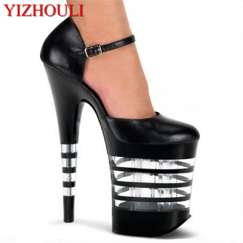 

20cm gladiator women's pumps Platform sexy clubbing Exotic Dancer shoes 8 inch high heels Stripe clear party shoes