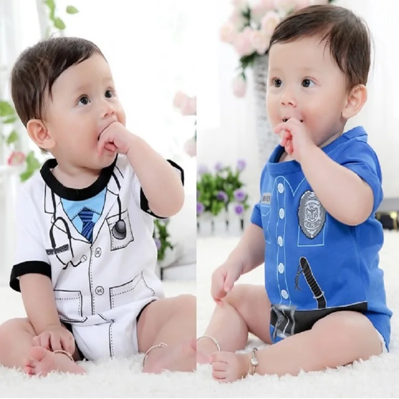

Hooyi Baby Boy's Bodysuits Officer Doctor Costumes Tuxedo body suits TOP QUALITY Newborn Clothes Jumpsuit 100% Cotton
