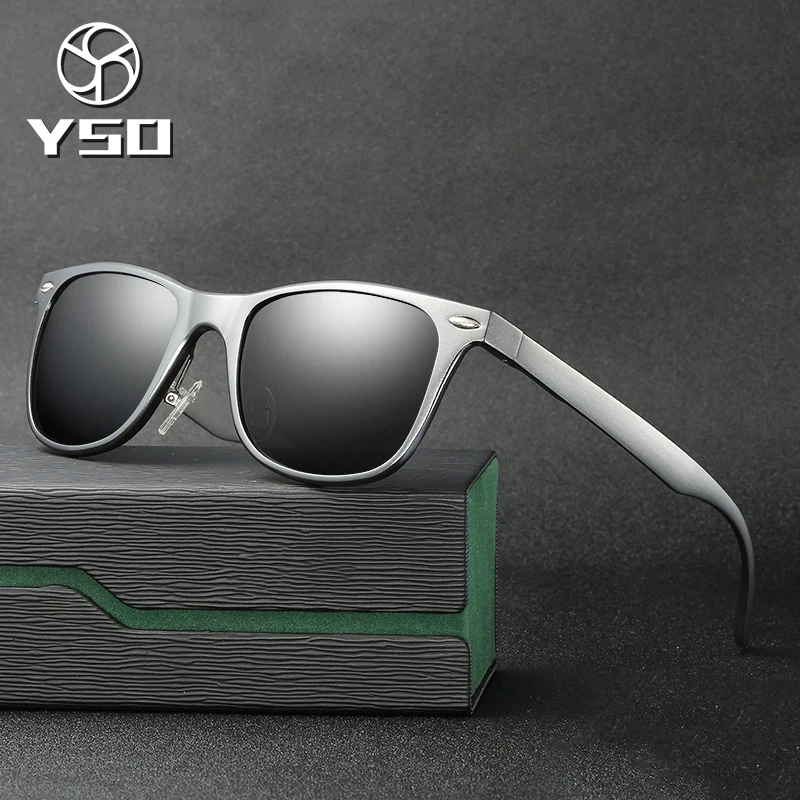 

YSO Sunglasses Men Polarized UV400 Aluminium Magnesium Frame HD Lens Sun Glasses Driving Glasses Square Accessories For Men 8559