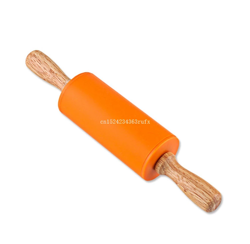 50pcs Dough Pastry Roller Stick 23cm Wooden Handle Silicone Rolling Pin for Kids Baking Tools Kitchen Noodles Accessories