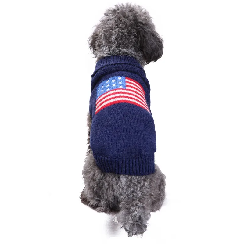 Embroidered American Flag Knitting Sweater for Small and Medium Dog, Pet Supplies, Dog Accessories, 1Pc