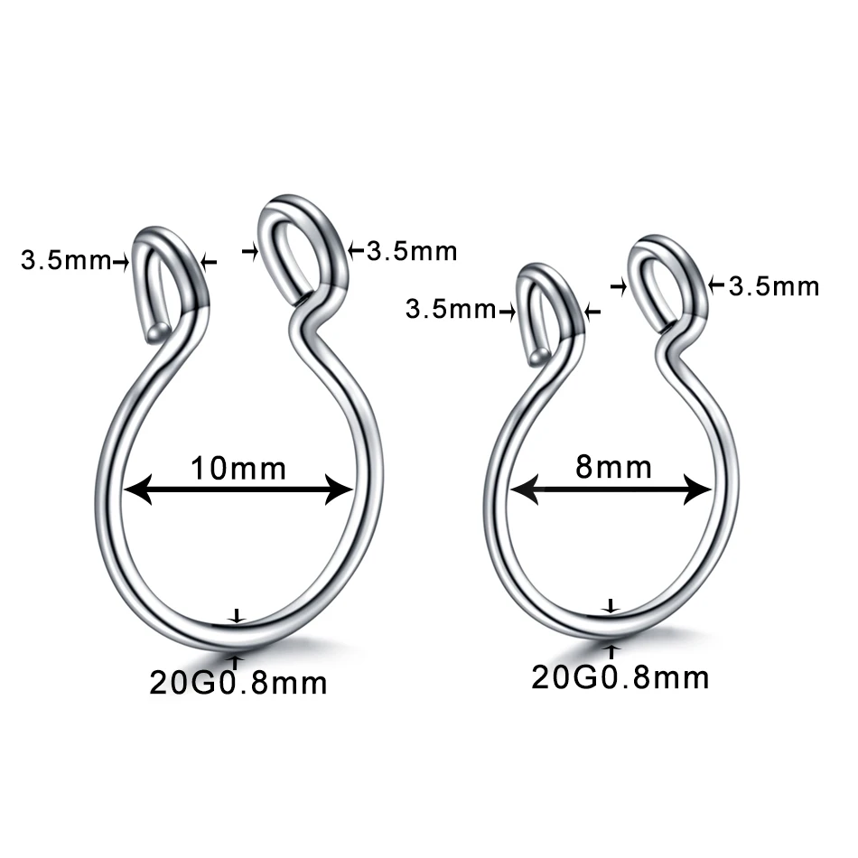 1PC Steel 20G Dainty Faux Nose Rings Fake Septum Rings Hoop Nostril Piercing Fake Clip on Nose Rings Oreja Piercings Jewelry