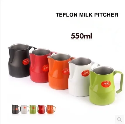 FeiC 1pc 550ml/18oz 5 color Motta Style Nonstick coating Stainless Steel Milk Pitcher/Jug Foaming latte art for barista