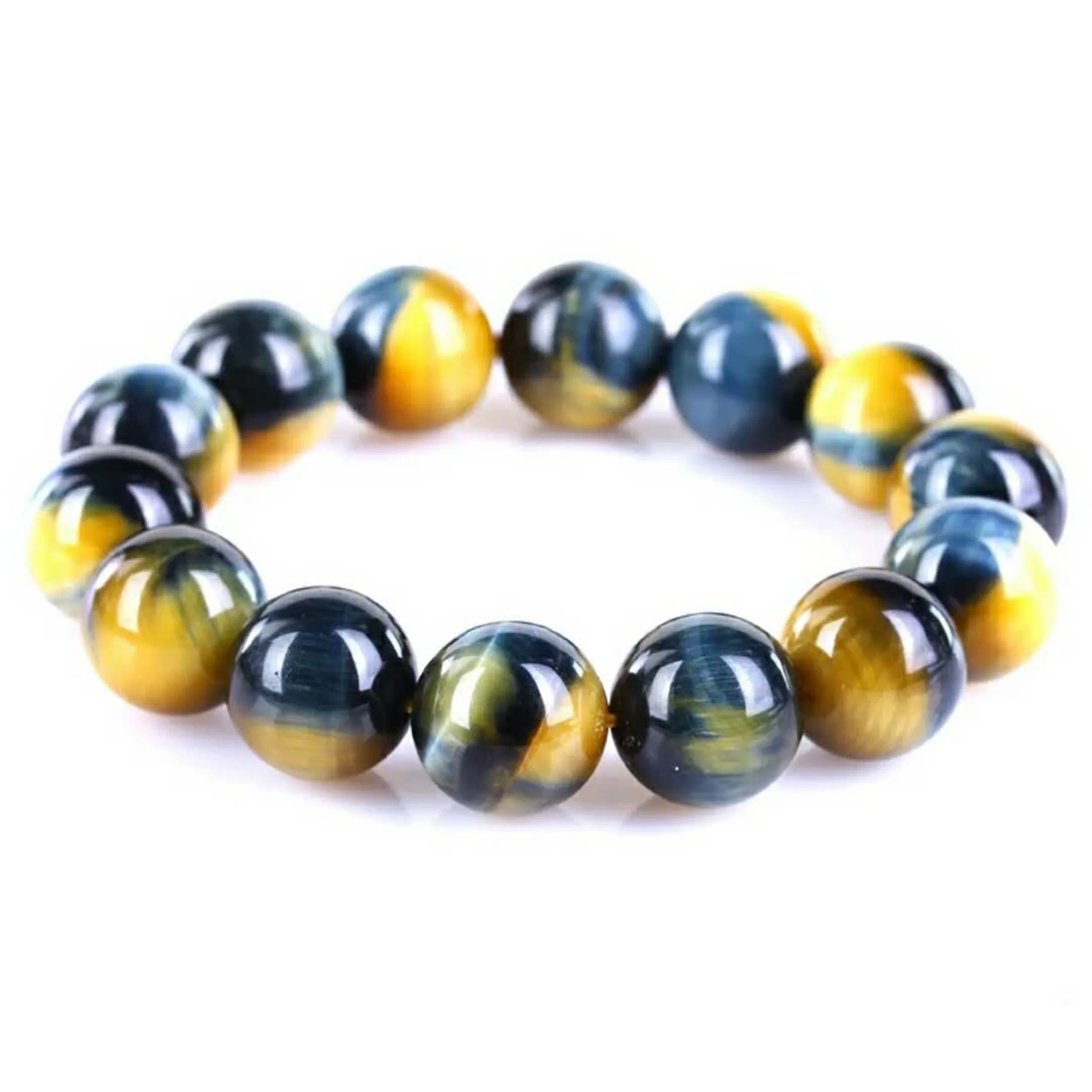 

Natural Gold Blue Tiger Eye Yellow Gemstone Round Beads Bracelet Women Men Crystal 18mm 16mm 14mm 12mm 10mm AAAAA