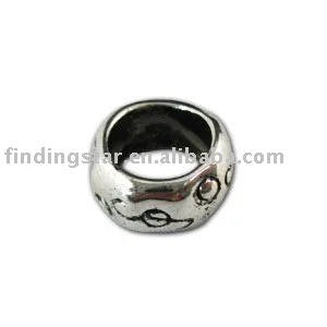 

FREE SHIPPING 150pcs Tibetan silver circle european beads With big hole A11272