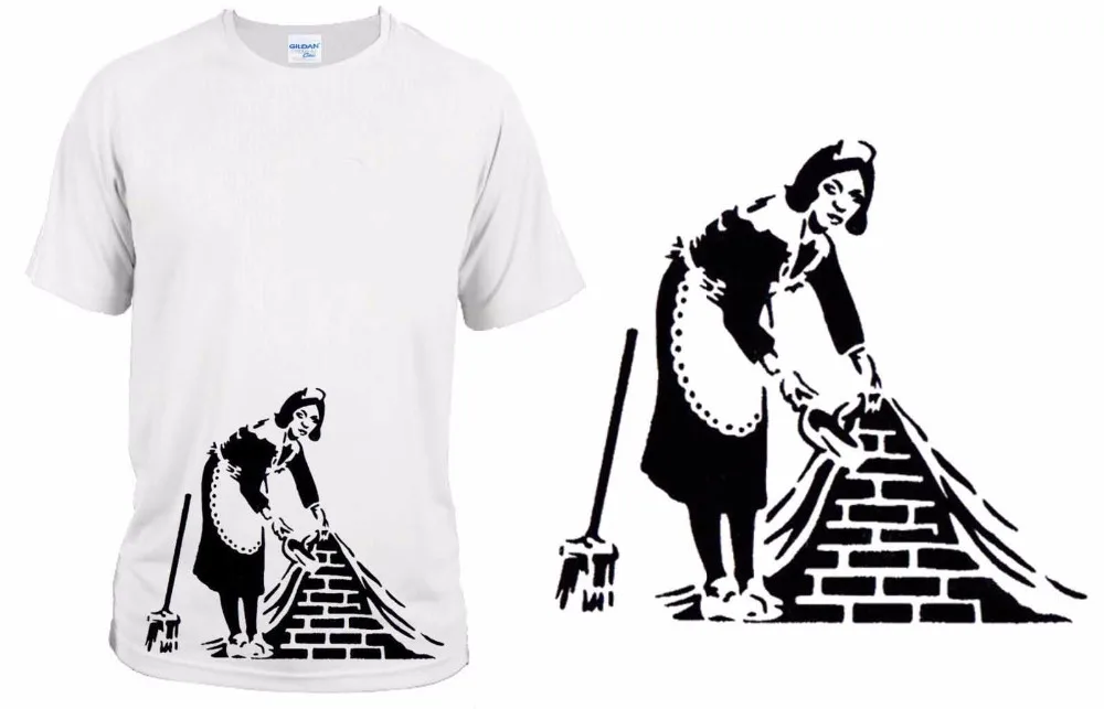 

New 2019 American Style Summer Shirt Man's High Quality T Shirt Banksy / Maid Street Art novelty Tee Shirt