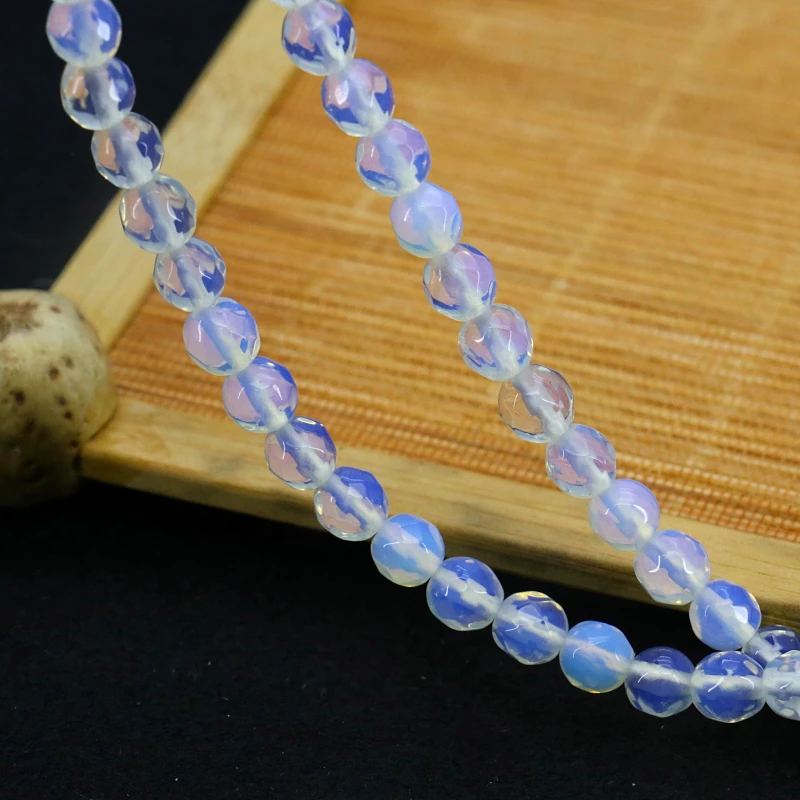 Faceted Transparent White Opal 6mm Stone Bead Round Loose Beads,for Fashion DIY Bracelet Necklace Jewelry Design