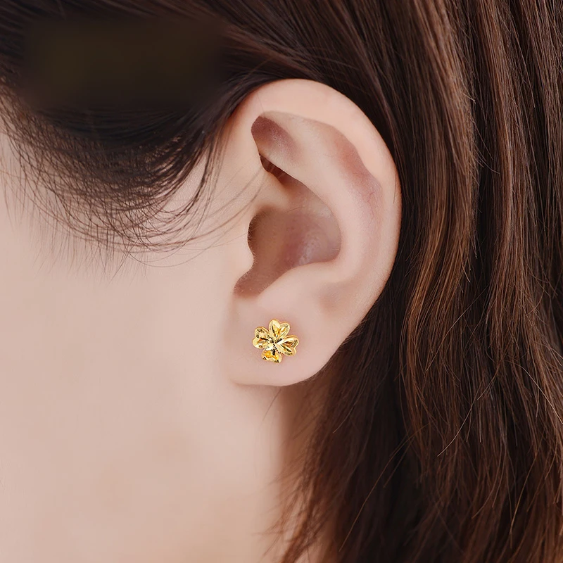 SFE 24K Pure Gold Earring Real AU 999 Solid Gold Earrings Smart Beautiful  Four  Clover Upscale Trendy Jewelry Hot Sell New 2023