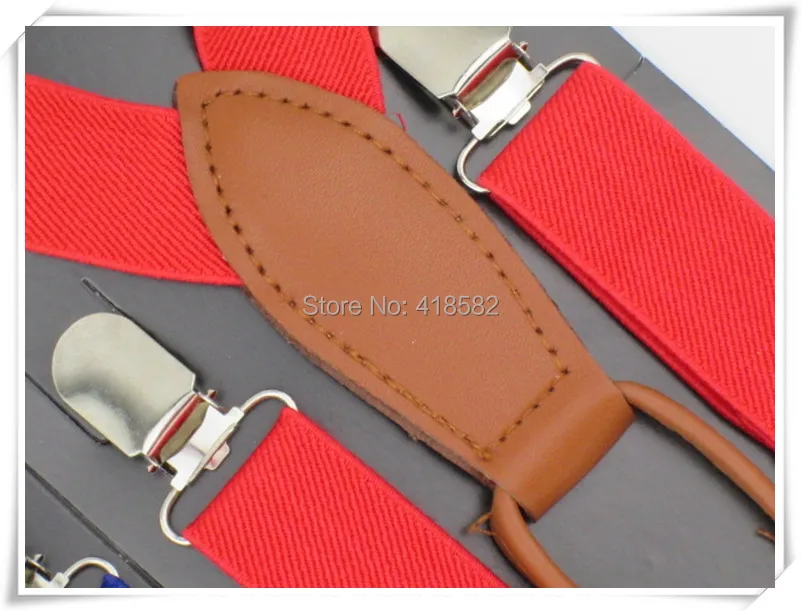 BD027-- 10pcs/lot Hot 2.5*65cm 12 colors Leather Baby Suspenders High quality 4 clips adjustable elastic braces Kids Accessories