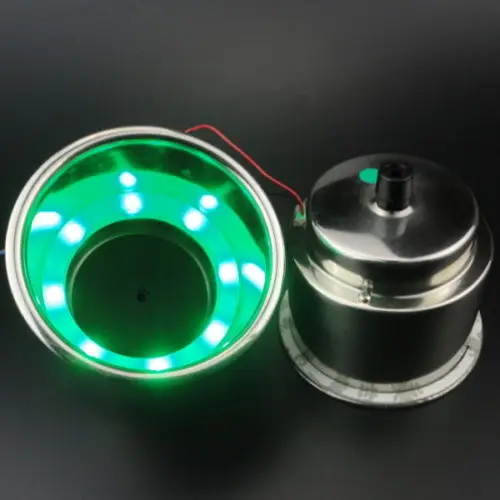 4PCS Stainless Steel Green 8 LED Cup Drink Holder Marine Boat Car Truck RV Well