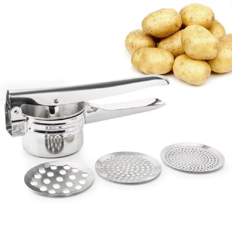 

Stainless Potato Masher and Ricer Manual Juicer Squeezer Press Potato Baby Food Supplement Machine Multifunctional Kitchen Tools