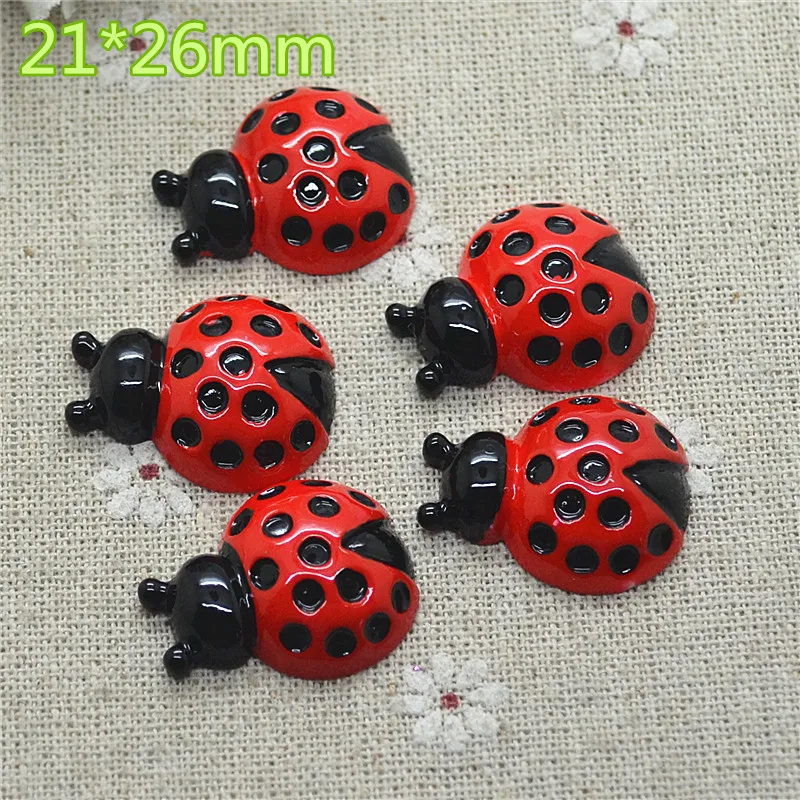 10pcs Resin Flackback ladybird animal insect Cabochon Art Supply Decoration Charm Craft DIY accessories 21x26mm