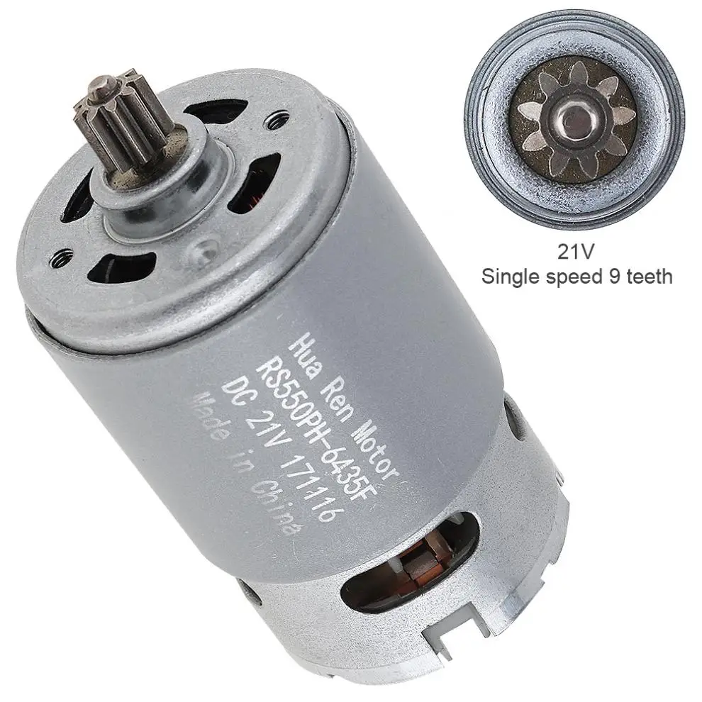 

RS550 21V 19500 RPM DC Motor with Single Speed 9 Teeth and High Torque Gear Box for Electric Drill/Screwdriver