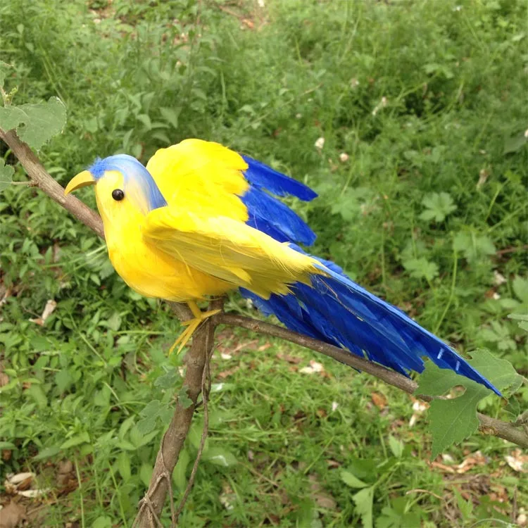 

small simulation yellow&blue bird model toy foam&furs wings bird doll gift about 22cm 1339