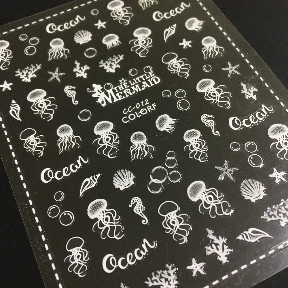 

Newest CC sereis CC-012 jellyfish 3d nail art sticker nail decal stamping export japan designs rhinestones decorations