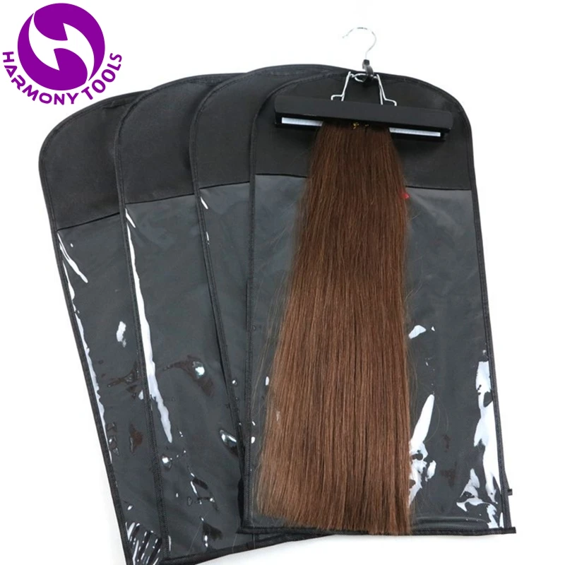 

100 Sets Black/White/Pink hair extension package zipper hanger suit case bags hair packing for clip weft hair and ponytail