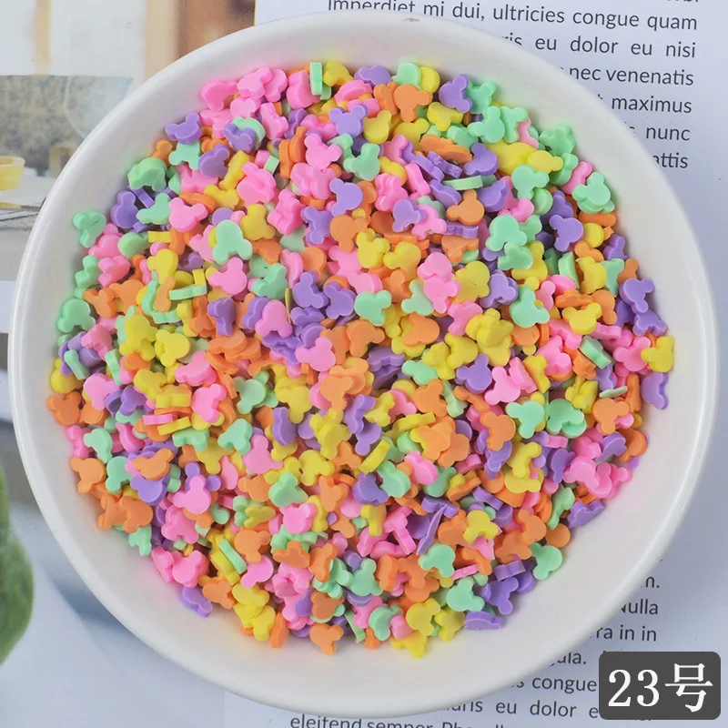20 gr/los Nette Gefälschte Ton Streusel Bunte Herz Fünf Sterne Schleife Süßigkeiten Streusel für Handwerk Machen, DIY Kuchen Dessert Dekoration – Detail 23