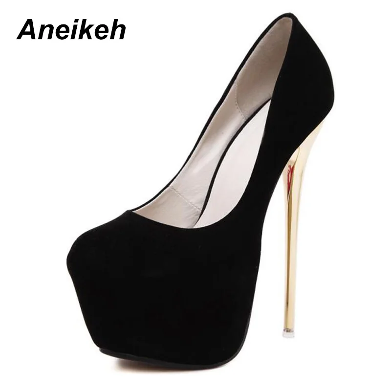 Aneikeh-zapatos de tacón alto aterciopelados para mujer, calzado Sexy para boda, fetiche, conciso, Stripper, 16 cm, talla grande 41 42 43 44 45