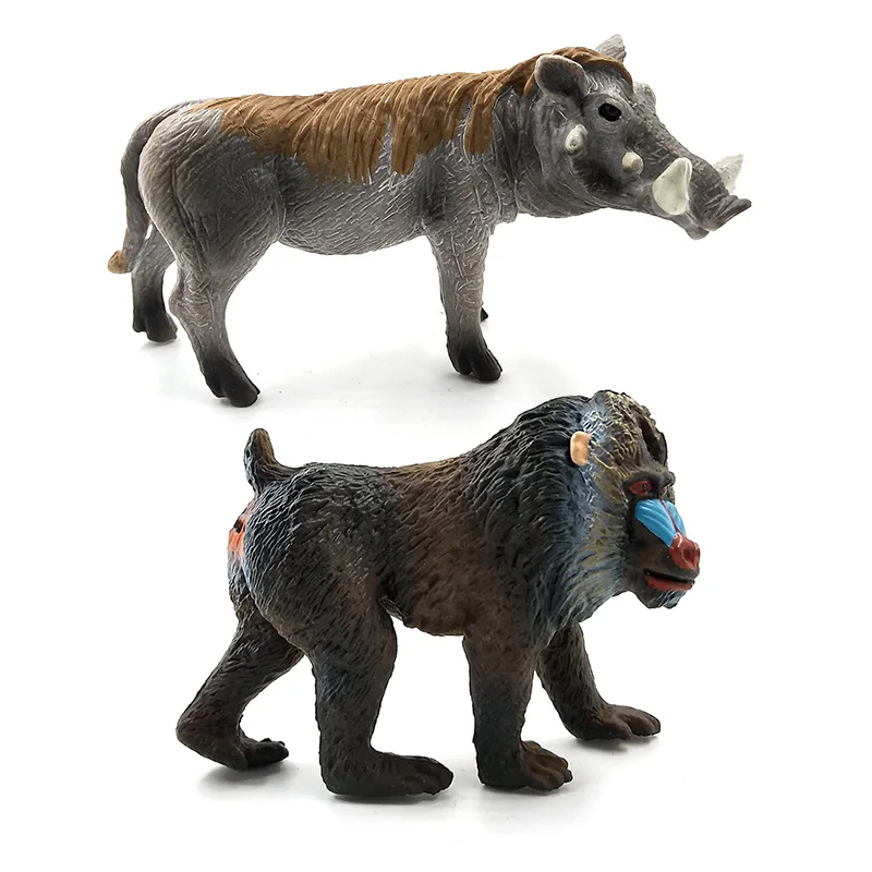 Simulation Deer Warthog Lynx Mandrill Donkey Gibbon Porcupine kiwi bird Chimpanzee PVC animal model figurine toy garden figures