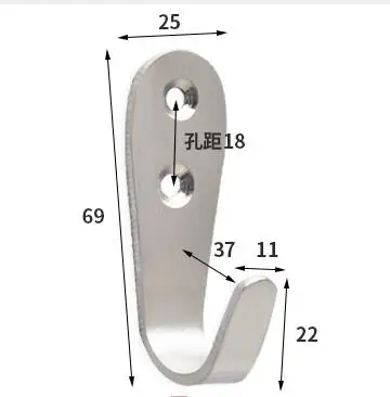 Stainless steel hook Behind the door wall kitchen toilet Hang the garment pothook with accessories thickness:3.0mm