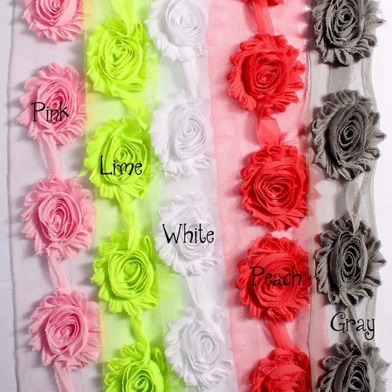 

10yards/lot 2.6" 15colors Fashion Chic Shabby Chiffon Flowers For Headband Supplies Fabric Flowers For Girls Hair Accessories