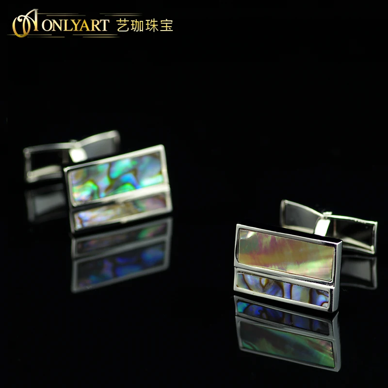 

MOP Men Accessory Abalone Shell Cufflink Silver Color Shirt Cuff links for Wedding Grooman