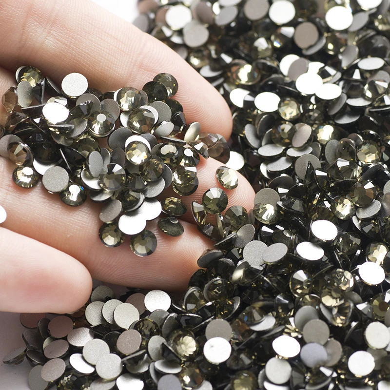 YANRUO 2058NoHF SS3-SS34 Black Diamond Nail Gems Flatback Strass Stones And Crystals Non Hotfix Rhinestones For Nails