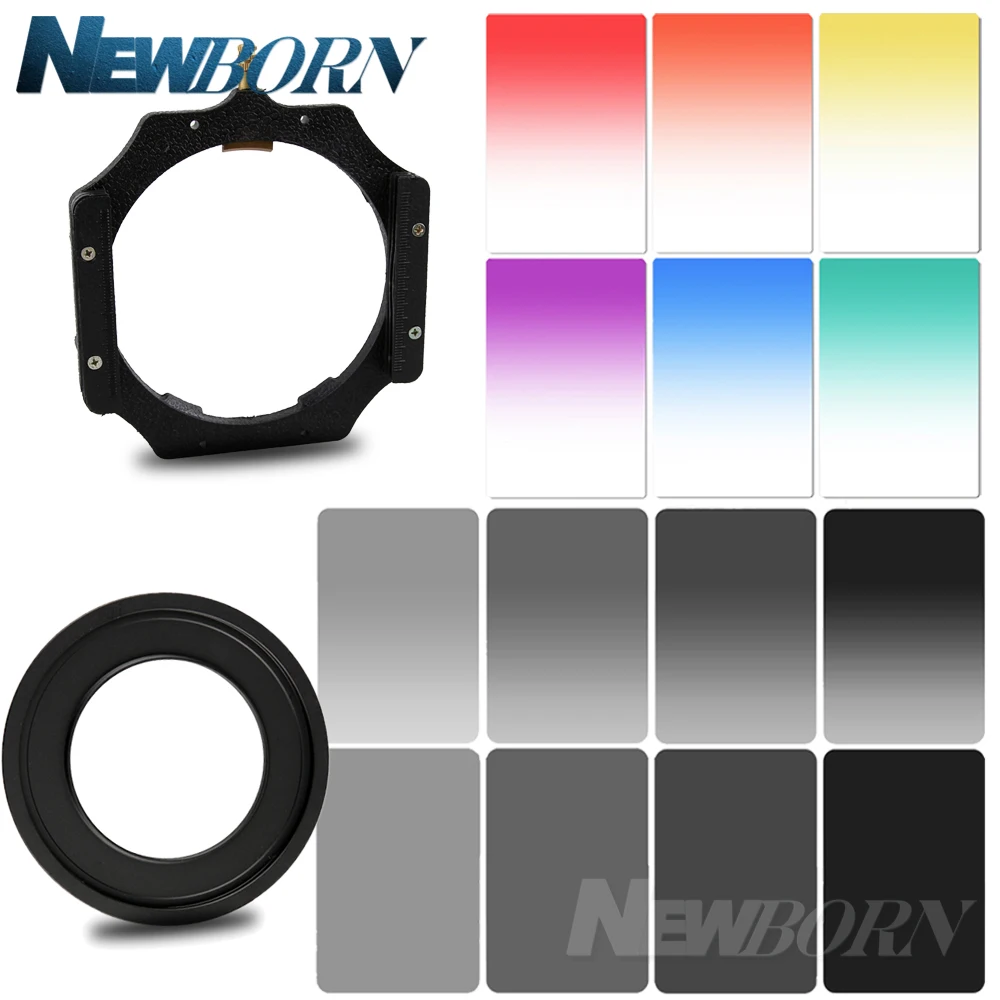 100x150mm ND2 ND4 ND8 ND16 Graduated Neutral Density Blue Orange Yellow 100*150mm Square Filter+Adaptet for Lee Cokin Z series