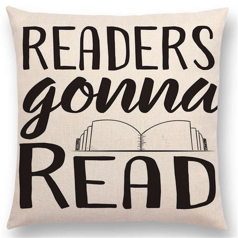 Graceful Language Words Cushion Cover Black And White Style Book Printing Pattern Household Decoration Sofa Pillow Cover