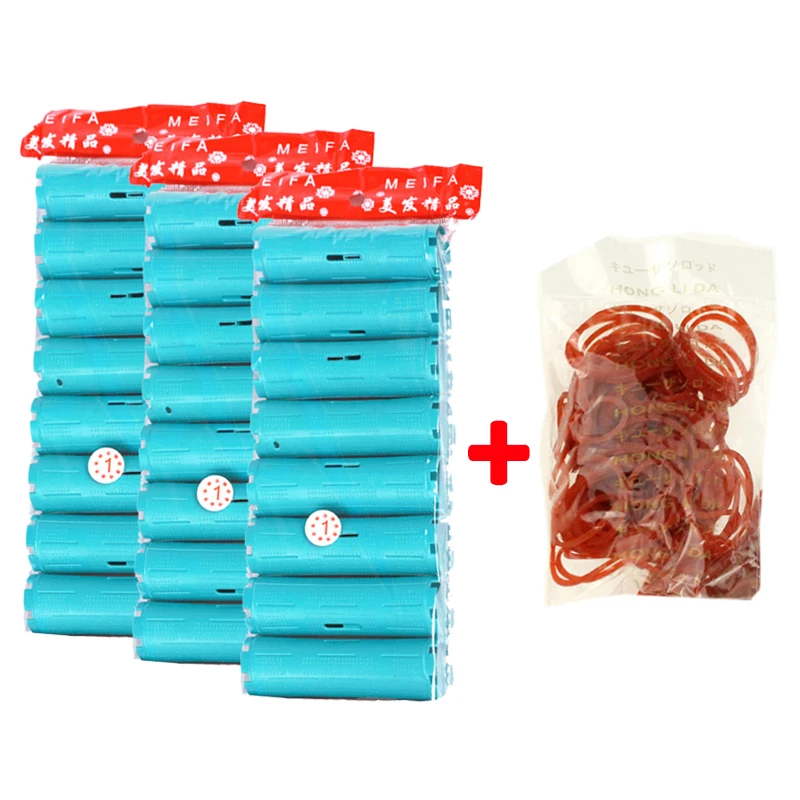 Dropshipping 3 Packs Haar Rollen mit Gummi Bands Hohl Core Flexi Stange Kalten Dauerwelle Stangen Haar Curling Bars Friseur Werkzeug 1162